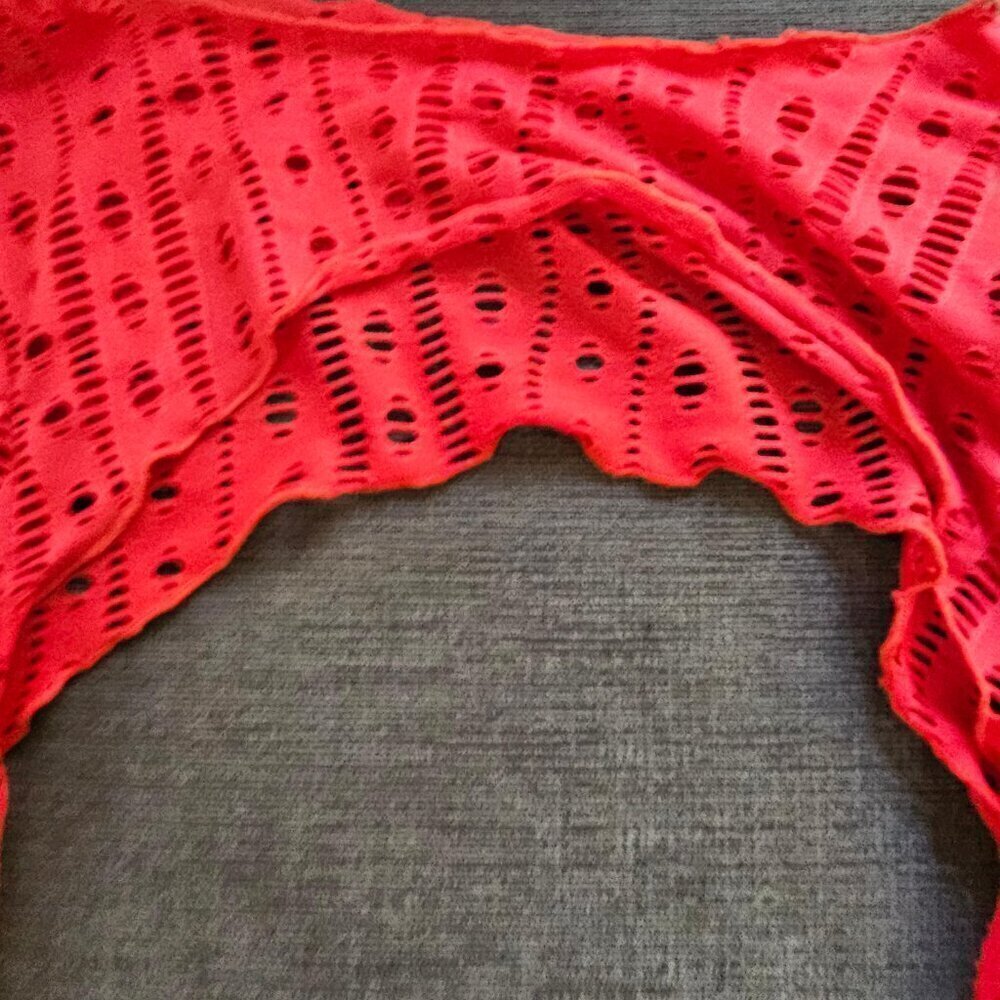 Red Sexy 4 Piece Triangle Bikini Top Thong Bottom Cover Up And Wrap Size Large - Picture 9 of 15